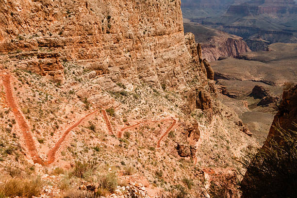 Grand Canyon National Park South Kaibab Trail Grand Canyon National Park, Arizona, United States. Walking the South Kaibab Trail to the bottom of the canyon. south kaibab trail stock pictures, royalty-free photos & images