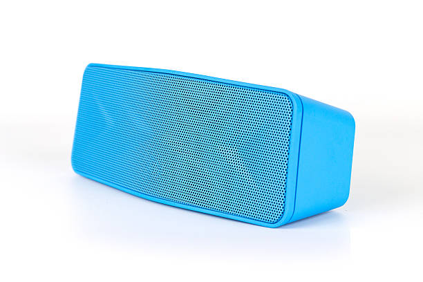 istock Blue loudspeaker Blue tooth on white background 621894016