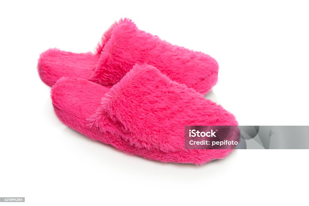 Pink  slippers Pink  slippers on a white background Slipper Stock Photo