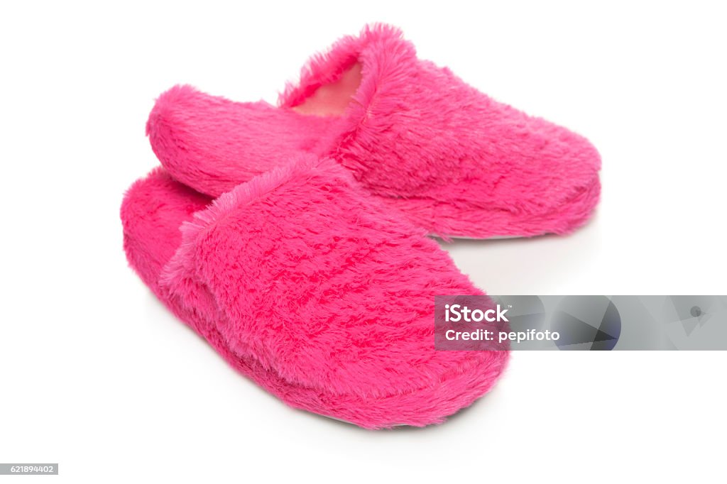 Pink  slippers Pink  slippers on a white background Slipper Stock Photo