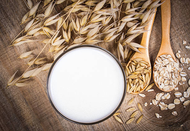 Oat milk, the concept of a vegetarian diet. stock photo
