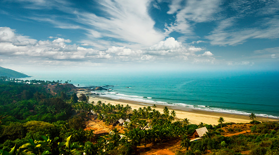 view of Goa beach and beautiful sky from high