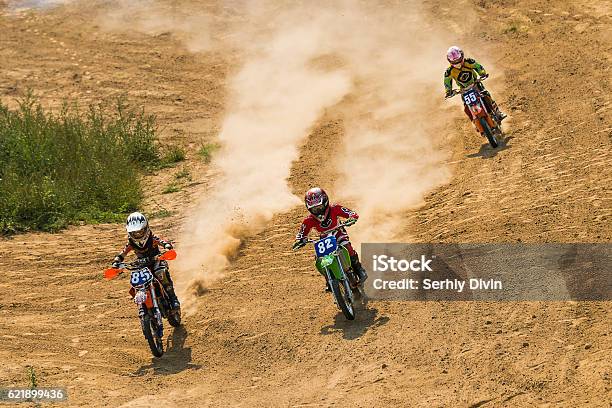 Motocross Racers Overcome A Track On The Ukrainian Championshi Stock Photo - Download Image Now