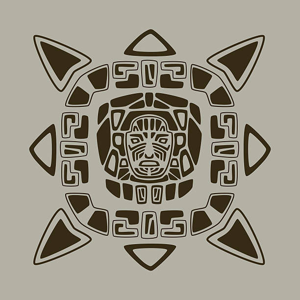 aztec face design vector art illustration