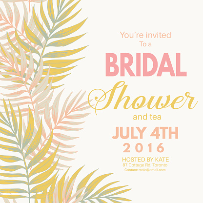 Tropical Leaves Background Bridal Shower Invitation