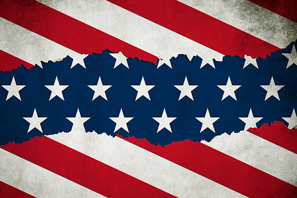 istock grunge ripped paper American USA flag pattern, torn paper 621901810