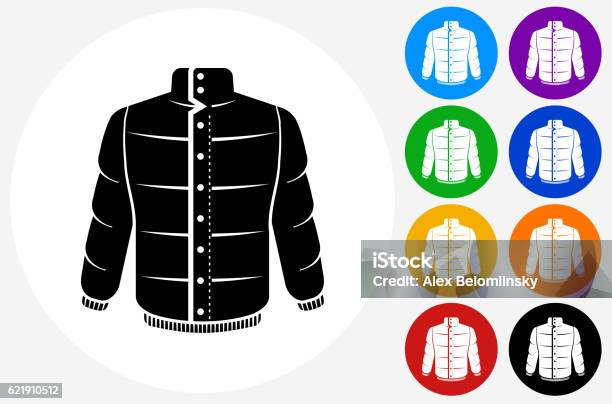 Jacket Icon On Flat Color Circle Buttons Stock Illustration - Download Image Now - Activity, Blue, Circle