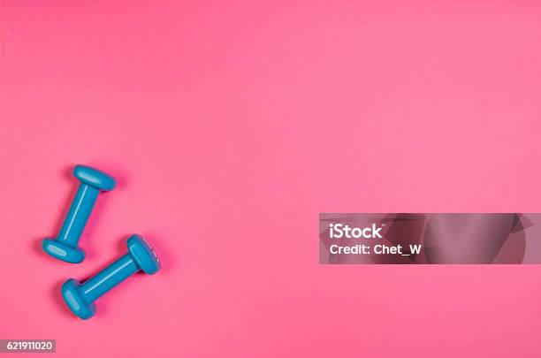 Sport And Fitness Colourful Concept Background Top View Lay Flat Stock Photo - Download Image Now
