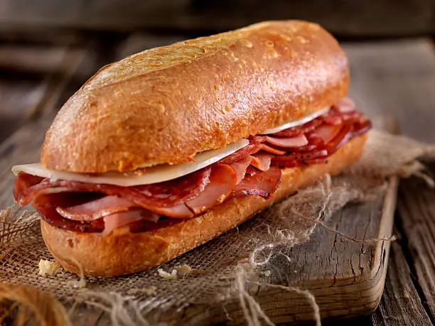 Italian Sandwich with Salami,Genoa, Prosciutto and Provolone -Photographed on Hasselblad H3D2-39mb Camera