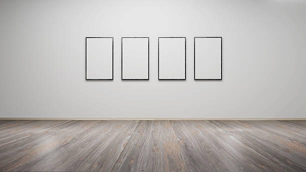 Interior with blank picture frames 3d rendering stock photo