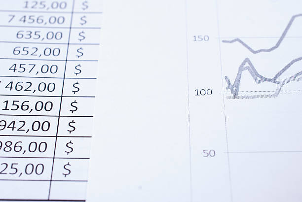 istock Printed financial statements on a table close-up 621913078