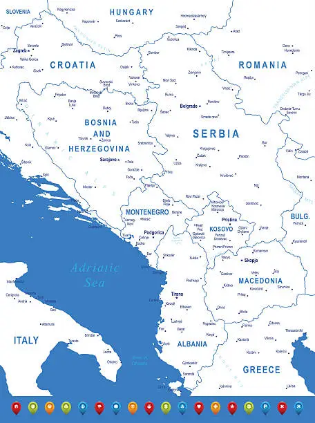 Vector illustration of Map of Central Balkan Region