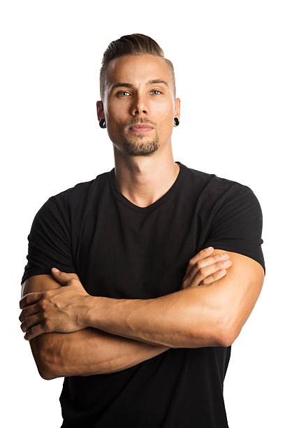 istock Handsome man in black shirt staring 621914908