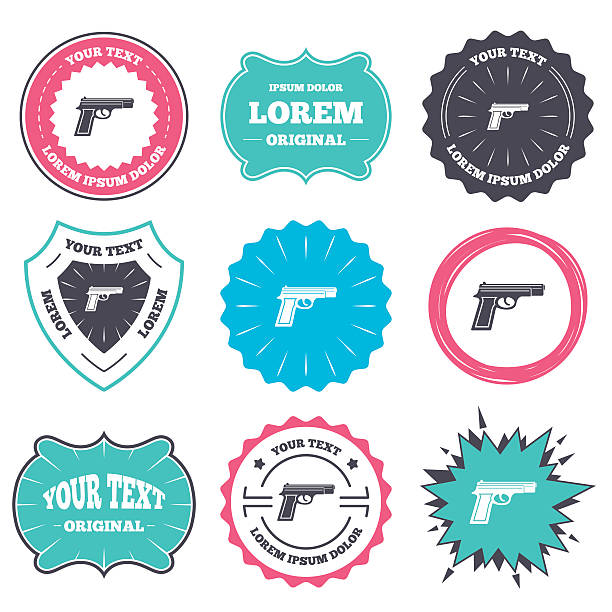 illustrations, cliparts, dessins animés et icônes de geste du pistolet icône. arme les armes à feu symbole. - currency crime gun conflict