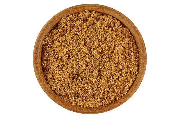 Unrefined unbleached natural Brown sugar in brown color stock photo
