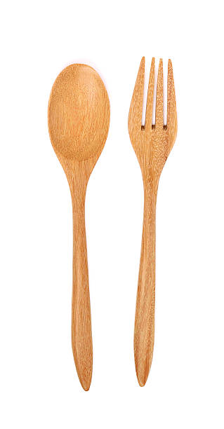 istock Wooden Spoon and Fork on white blockground 621920626