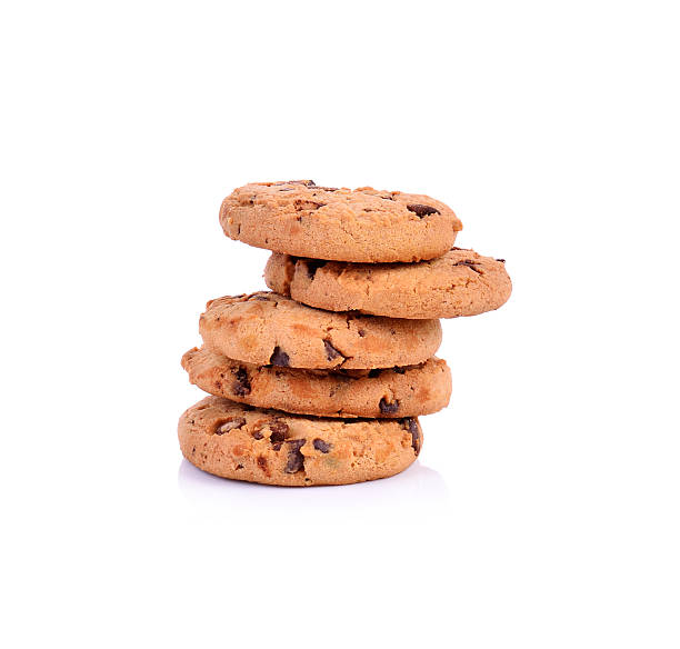 istock Chocolate chip cookies isolated on white background. 621921400