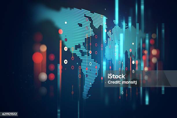 Futuristic Earth Map Technology Abstract Background Stock Photo - Download Image Now