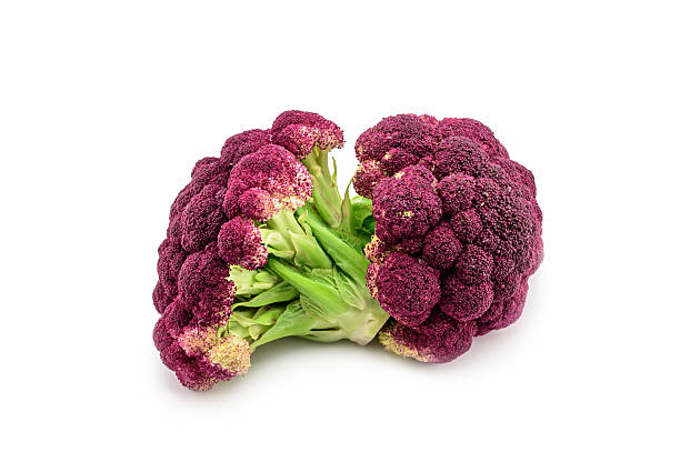 istock Purple cauliflower closeup isolated on white 621925732