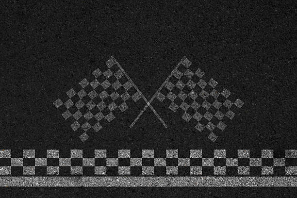Finish line of racing road background.