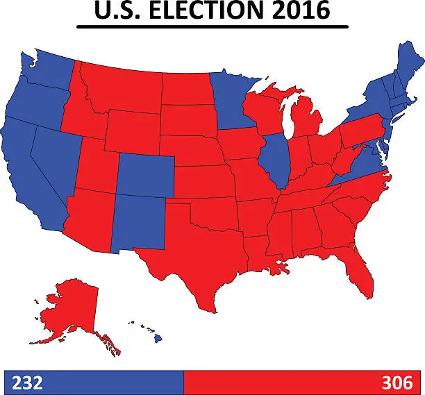 Vector illustration of USA election 2016 map vector