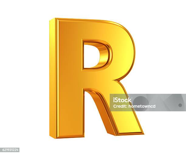 Gold Letter R Stock Photo - Download Image Now - Letter R, Stereoscopic Image, Three Dimensional