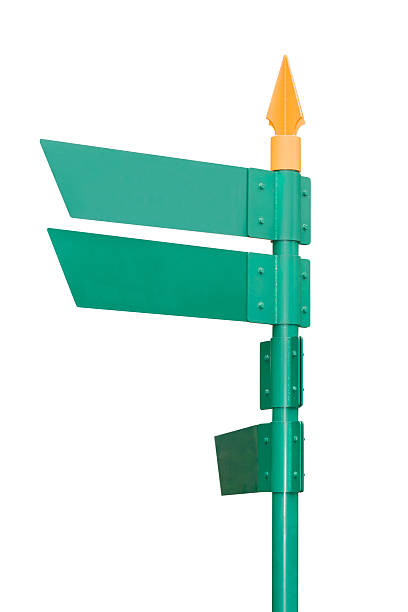 istock Blank direction green signpost isolated on white background. 621932138