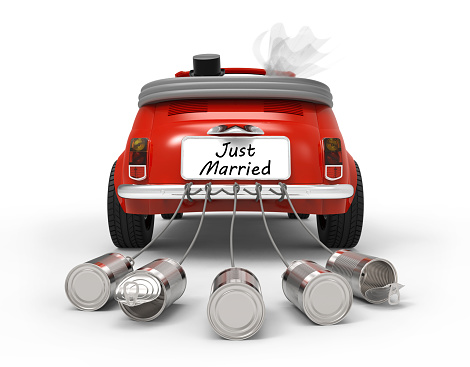 Just Married isolated on white background 3D rendering