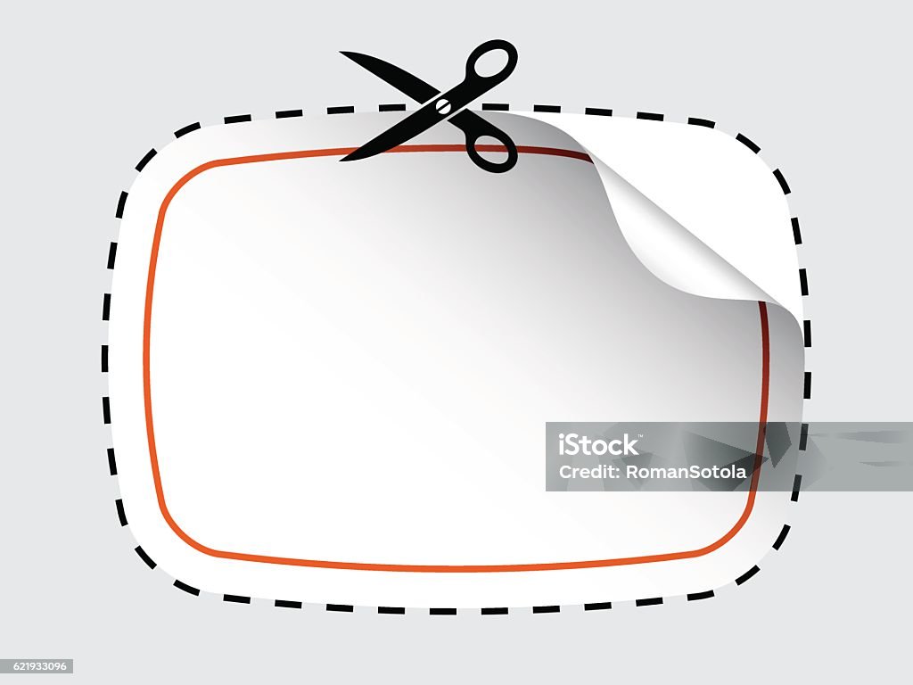 Cutter Sticker Vector Scissors Cutting Sticker Stock Illustration - Download Image Now ...