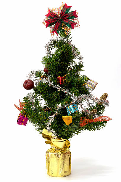 istock Christmas tree with colorful ornaments on white background 621933216