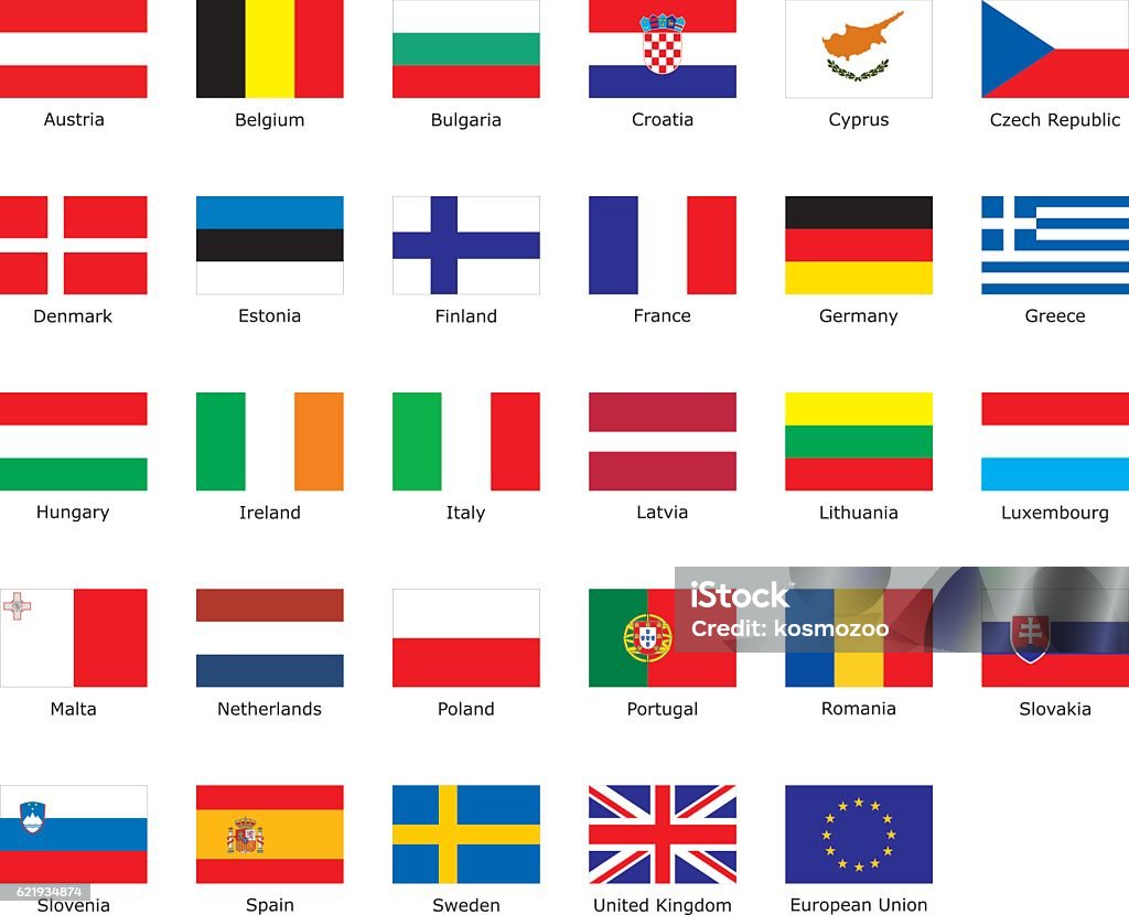 flags of European Union - 免版稅旗幟圖庫向量圖形