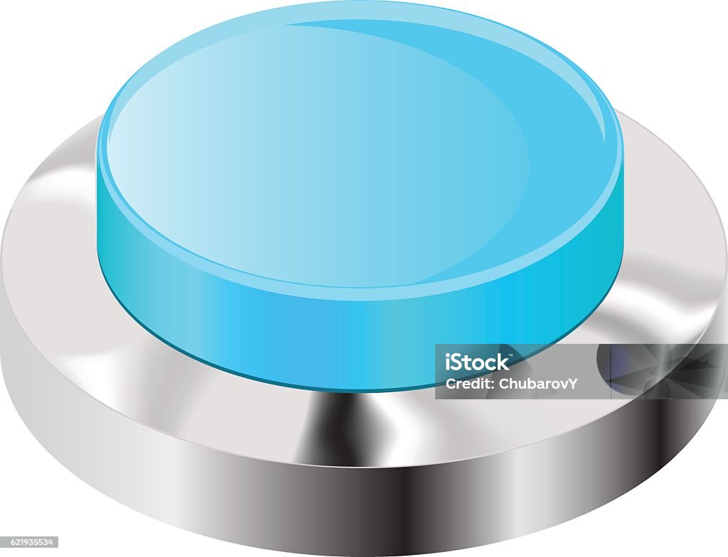 Blue Push Button With Chrome Frame Stock Illustration - Download Image ...