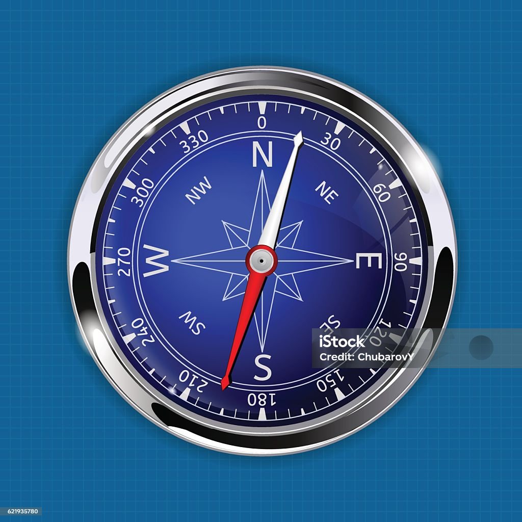 Compass One Blueprint Map Compass On Blueprint Background Stock Illustration - Download Image Now ...