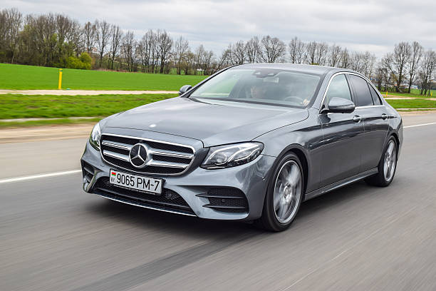 Mercedes-Benz E220d Minsk, Belarus - April 21, 2016: 2016 model year Mercedes-Benz E220d. The new E-Class is engineered to deliver more comfort, more efficiency and a more connected drive than ever before. mercedes benz photos stock pictures, royalty-free photos & images