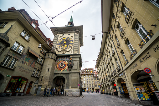 Tourists visiting Bern historic center, Switzerland