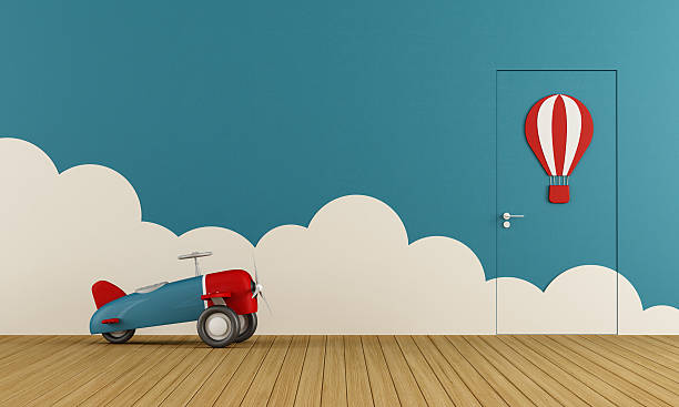 Empty playroom with toy airplane