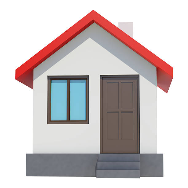 istock Small house with red roof on white background 621972250