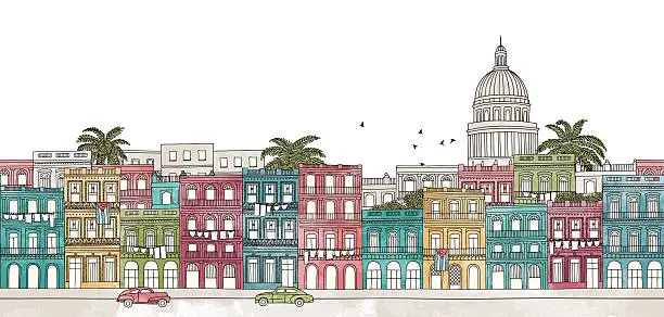 Vector illustration of Colorful banner of Havana's skyline