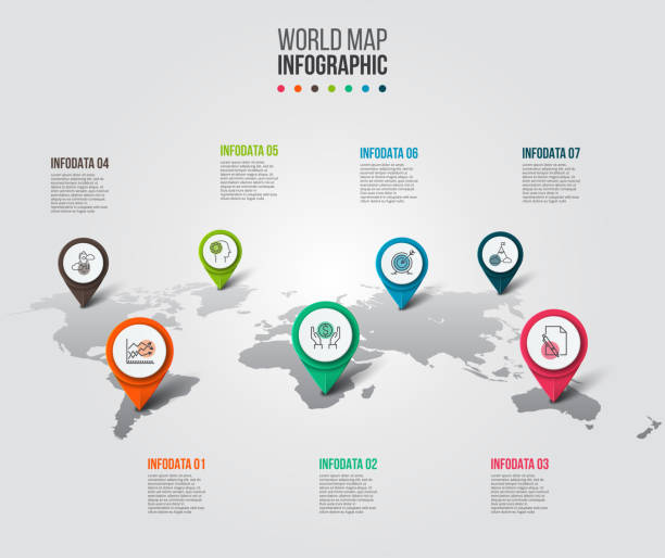 Vector world map with pointer marks. Vector world map with pointer marks. Business template for presentation. Creative concept for infographic. surgical pin stock illustrations