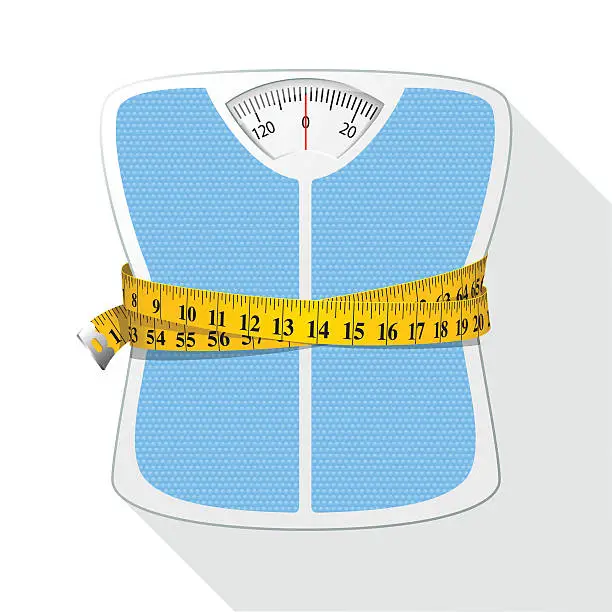 Vector illustration of Weighing Scales & Tape Measure / Diet concept