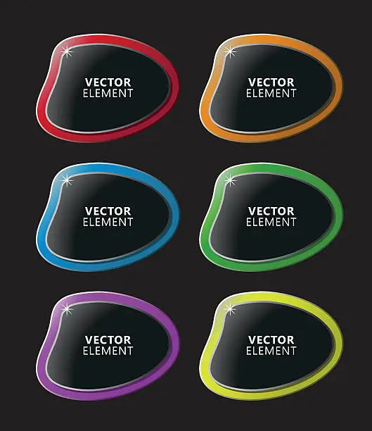 Vector illustration of High Quality Modern Color Labels on Black Background.