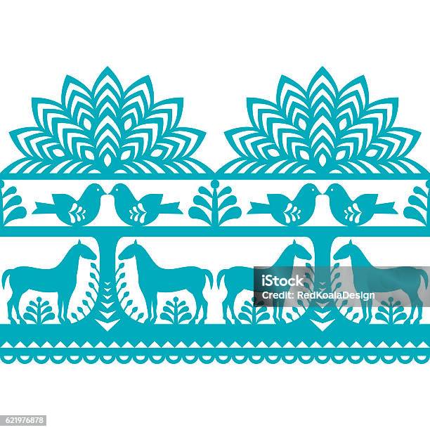 Seamless Polish Folk Art Pattern Kurpiowski Cutouts Kurpie Papercuts Stock Illustration - Download Image Now
