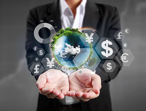 istock financial symbols coming from hand 621979542