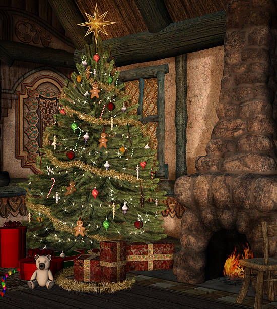 istock Christmas tree in an old cottage 621980174