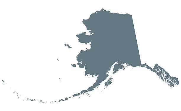 Alaska silhouette. U.S. state Alaska silhouette. U.S. state in the northwest of the Americas. Dark gray colored illustration on white background. landmass stock illustrations