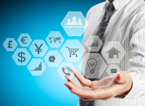 istock virtual icon of social network 621982784
