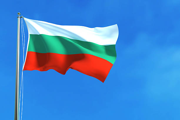 istock Flag of Bulgaria on the blue sky background. 621983156