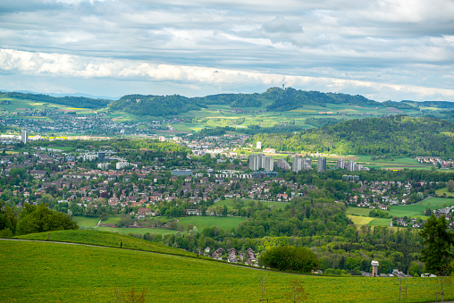 Bern suburbs from a hill, Switzerland