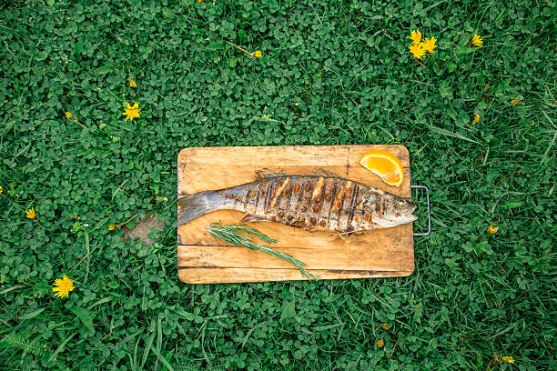 Fried fish grilled with spices on the Board
