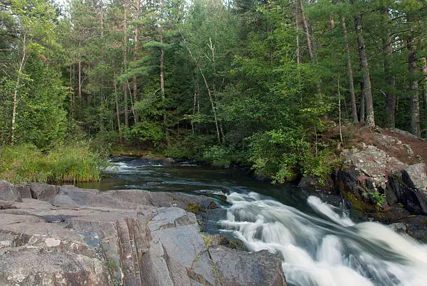 The rapids of the Pike river form the Twelve Foot Falls, Marinette County, Wisconsin, USA